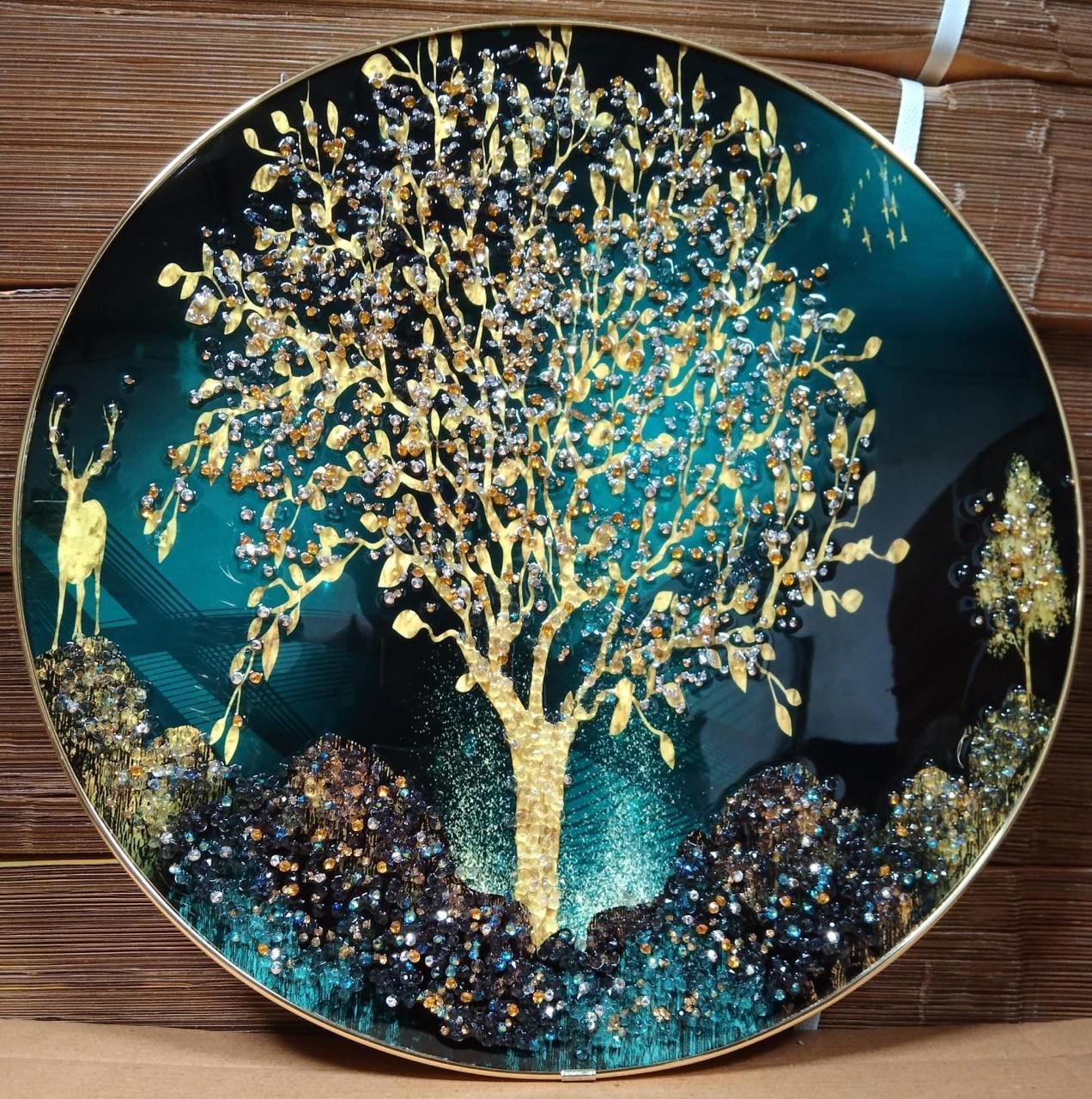 Golden Tree Framed Crystal Art
